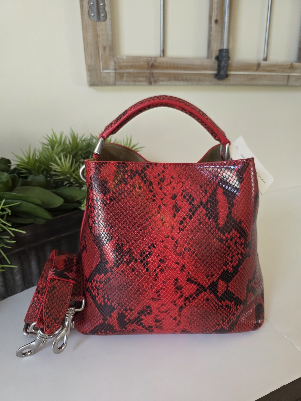 Dries Van Noten Vermilion Python Embossed Leather Hobo Bag- Runway Piece - Picture 14 of 15
